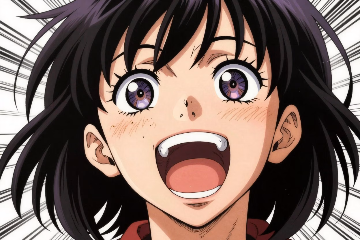 Expression faciale ahegao typique dans le manga japonais