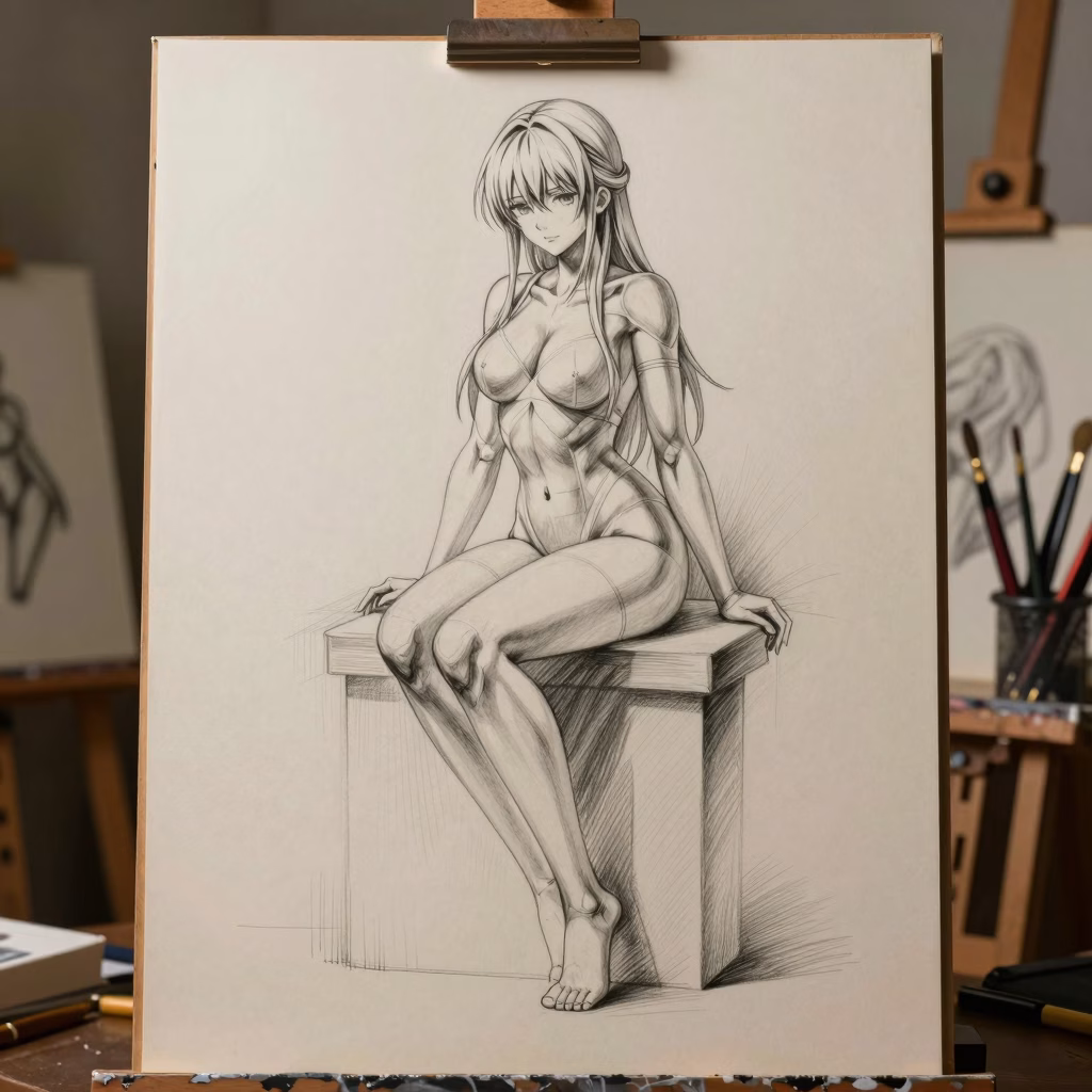 Étude artistique anatomique anime style atelier classique, maîtrise du dessin hentai